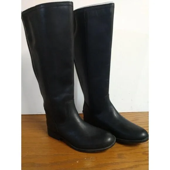 Frye &amp; Co. Jolie Back Zip Black Leather Knee-High Boots Womens Size 5.5M