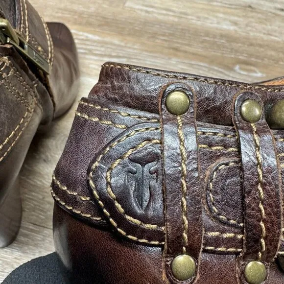 Frye Andie Brown leather Ankle Booties Women's Size 6.5