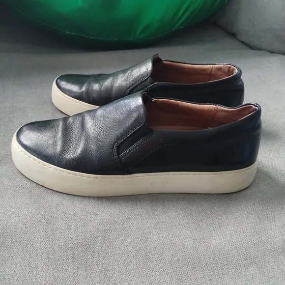 Frye Black Leather Slip-on Sneakers