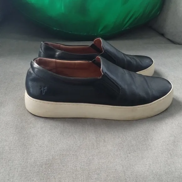 Frye Black Leather Slip-on Sneakers