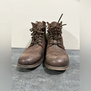 Frye Brown Leather Ankle Boots with Distressed Finish