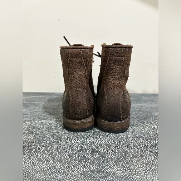 Frye Brown Leather Ankle Boots with Distressed Finish