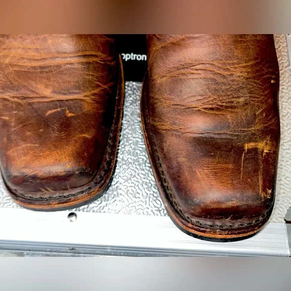 Frye Brown Rider boots.