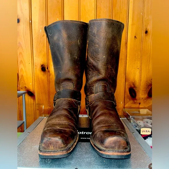 Frye Brown Rider boots.