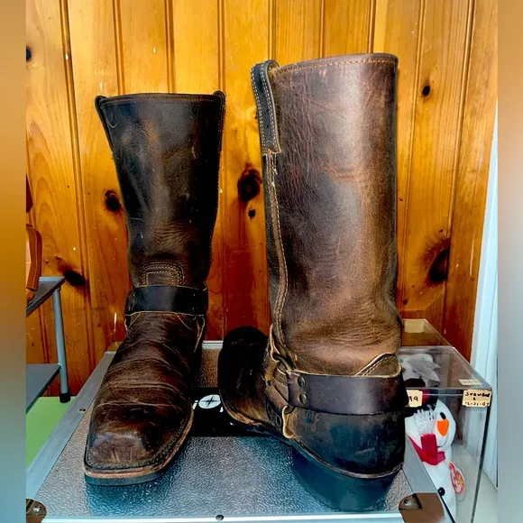 Frye Brown Rider boots.
