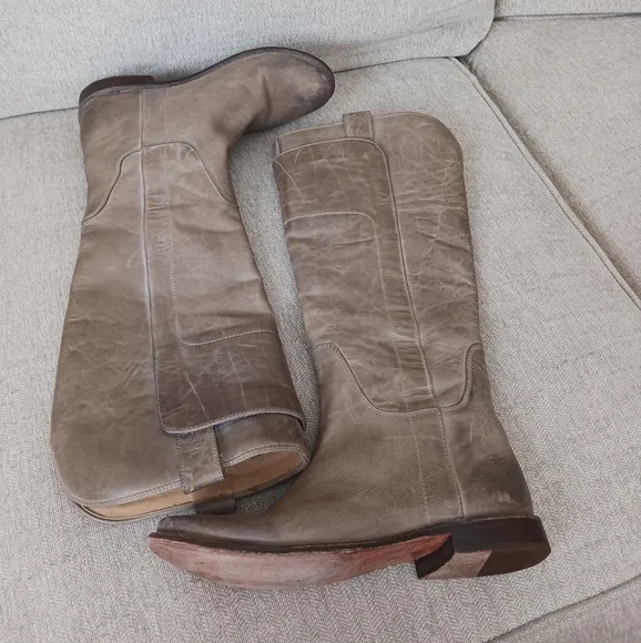 Frye Brown Taupe Leather Riding Boots