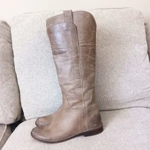 Frye Brown Taupe Leather Riding Boots