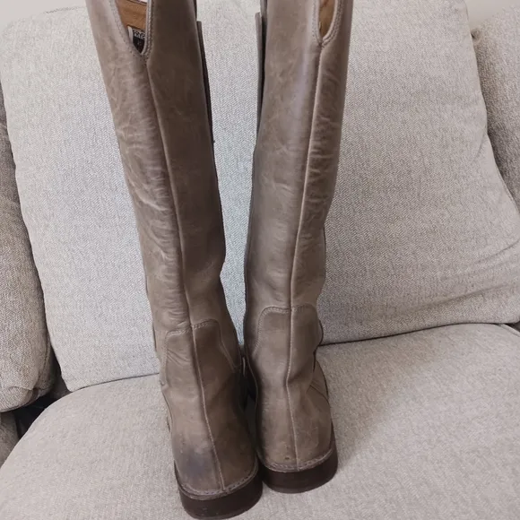 Frye Brown Taupe Leather Riding Boots