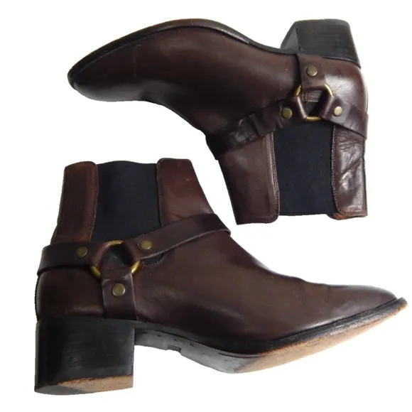 Frye Dara Harness Chelsea Boots Brown