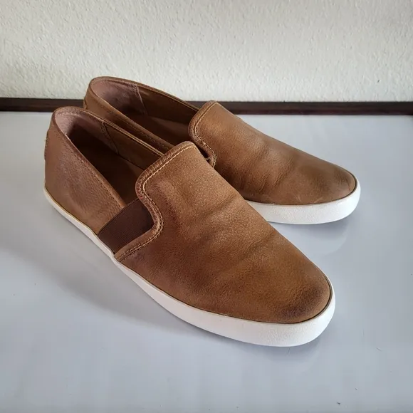FRYE Dylan Slip-On Cognac Leather Women's Sneakers.