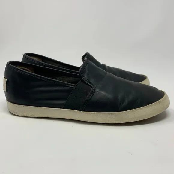 Frye Dylan Slip On Sneakers in Black Leather Size 8.5