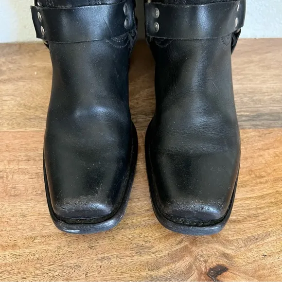 Frye Harness Black Leather Boots Size 10
