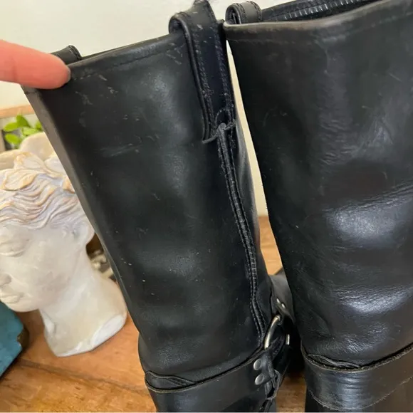 Frye Harness Black Leather Boots Size 10