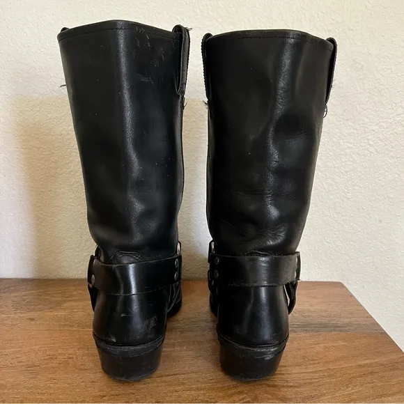 Frye Harness Black Leather Boots Size 10