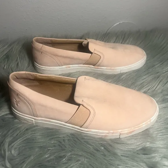 FRYE Ivy Slip On Sneakers Blush Marbled Sole Nubuck Leather Flatform Slip-On8.5M