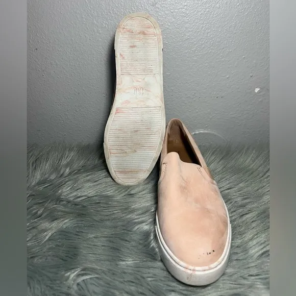 FRYE Ivy Slip On Sneakers Blush Marbled Sole Nubuck Leather Flatform Slip-On8.5M