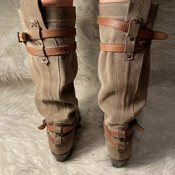 Frye Jane Strappy Suede Tall Boots 7