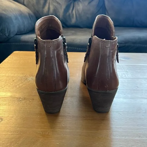 Frye Judith Double Zip Leather Booties Brown Size 9.5M