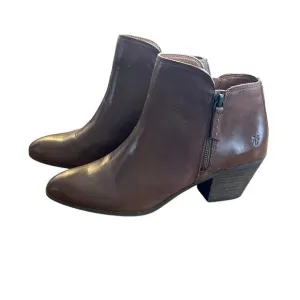 Frye Judith Double Zip Leather Booties Brown Size 9.5M