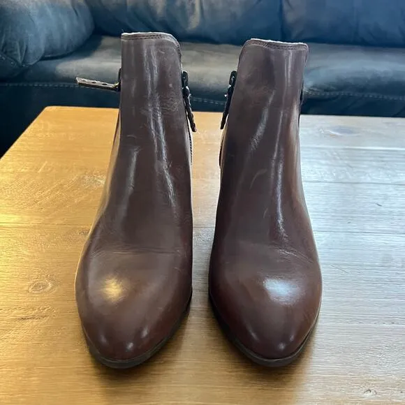 Frye Judith Double Zip Leather Booties Brown Size 9.5M