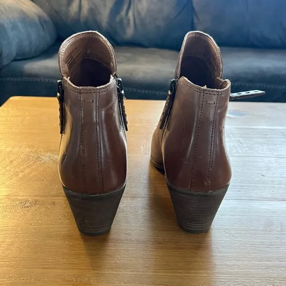 Frye Judith Double Zip Leather Booties Brown Size 9.5M