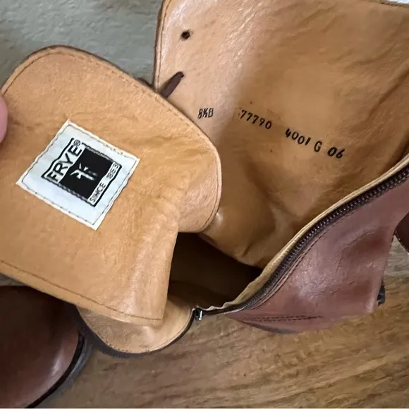 Frye Julie Shield Combat Brown Leather Boots Size 8.5 B