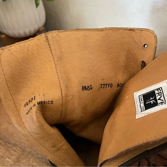 Frye Julie Shield Combat Brown Leather Boots Size 8.5 B