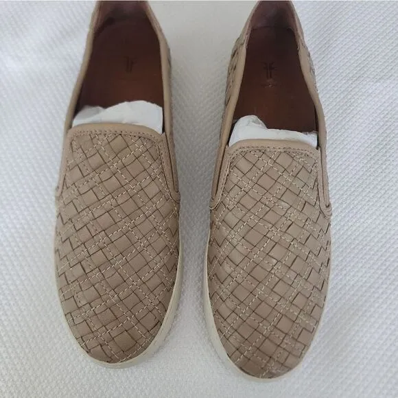 Frye Lena Leather woven slip on sneakers
