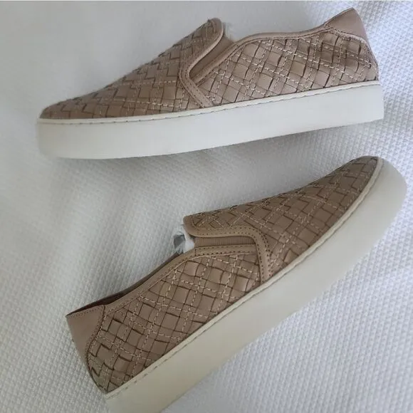 Frye Lena Leather woven slip on sneakers