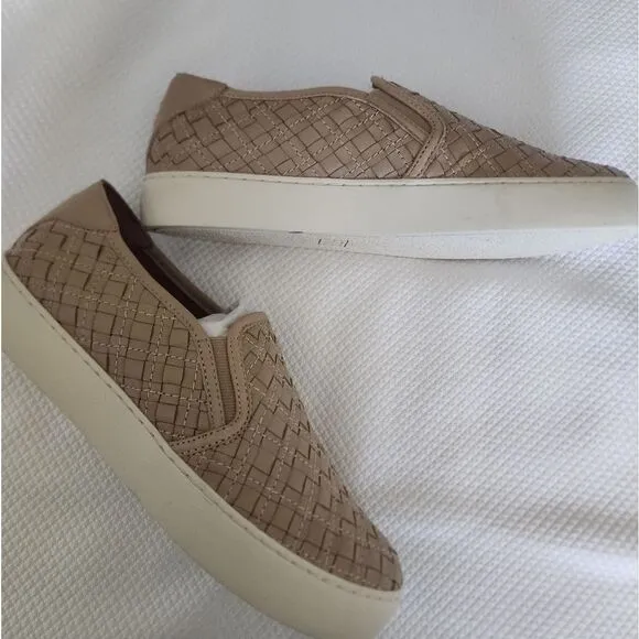 Frye Lena Leather woven slip on sneakers