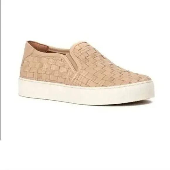 Frye Lena Leather woven slip on sneakers