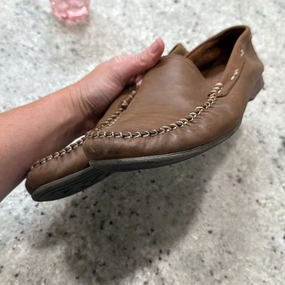 Frye LEWIS VENETIAN Men’s Slip On LoaferDriving Shoes Leather Tan Brown 9.5