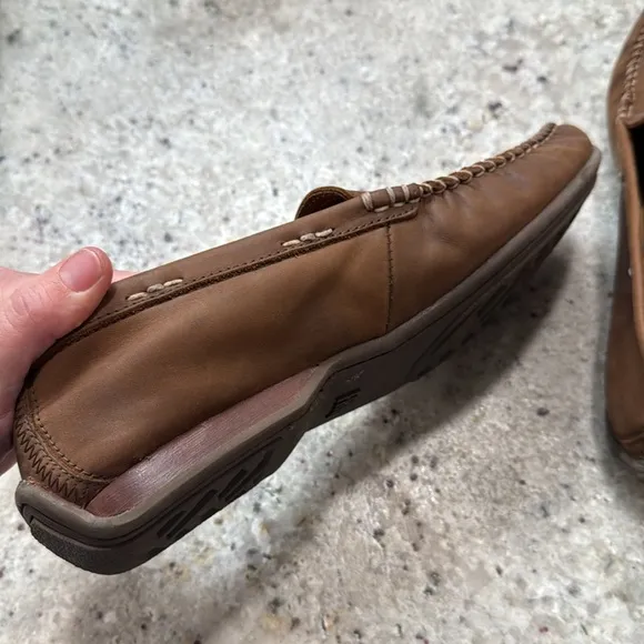 Frye LEWIS VENETIAN Men’s Slip On LoaferDriving Shoes Leather Tan Brown 9.5