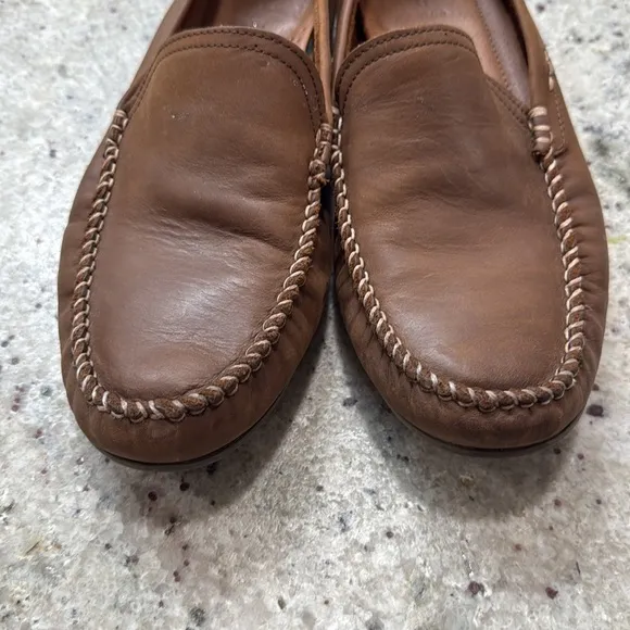 Frye LEWIS VENETIAN Men’s Slip On LoaferDriving Shoes Leather Tan Brown 9.5