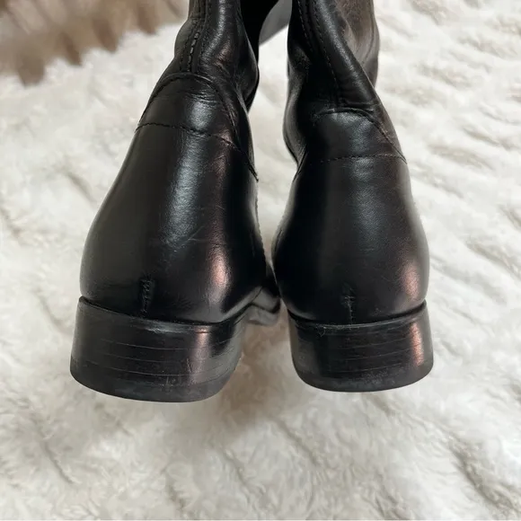 Frye Melissa Black Leather Riding Slip on Boots