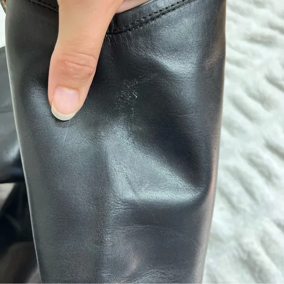 Frye Melissa Black Leather Riding Slip on Boots