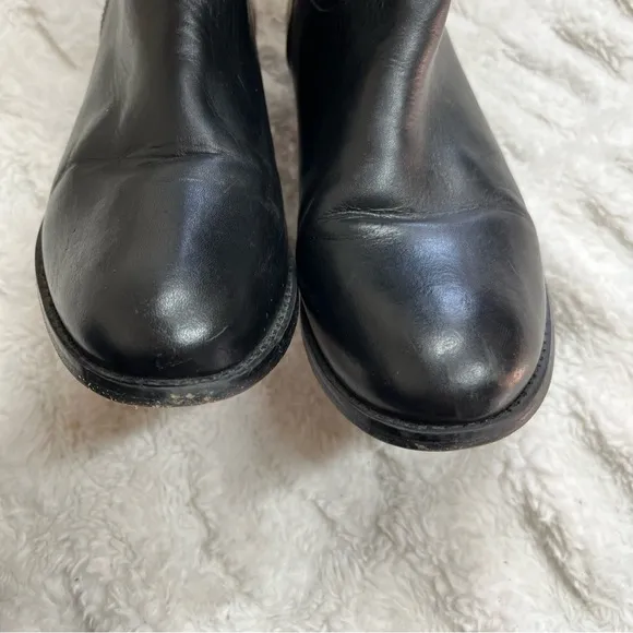 Frye Melissa Black Leather Riding Slip on Boots