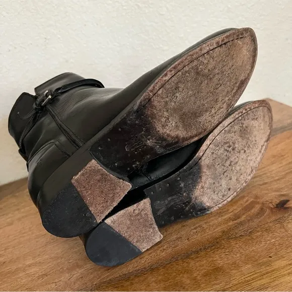 Frye MelissaShort Black Leather Boots Size 6