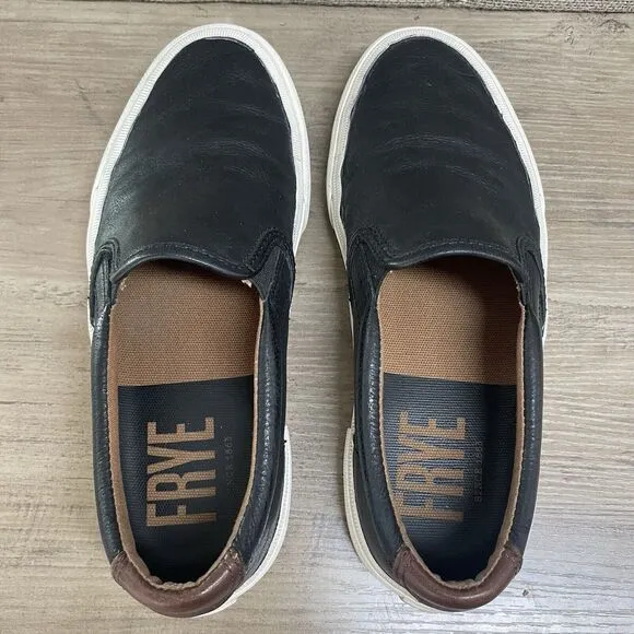 FRYE Men’s Ludlow Casual Slip On Black Leather Sneakers Men's Size 7