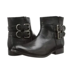 FRYE Molly D Ring Black Leather Booties