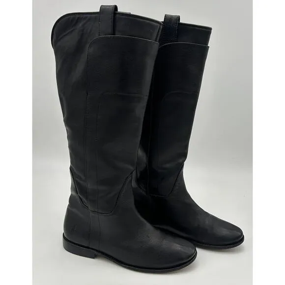 Frye Paige Tall Riding Boots Black Leather Woman’s Size 8