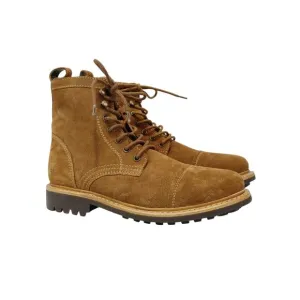 Frye Russell Tan Leather Suede Cap Toe Boots Lace / Side Zip Closure Sz Men's 8