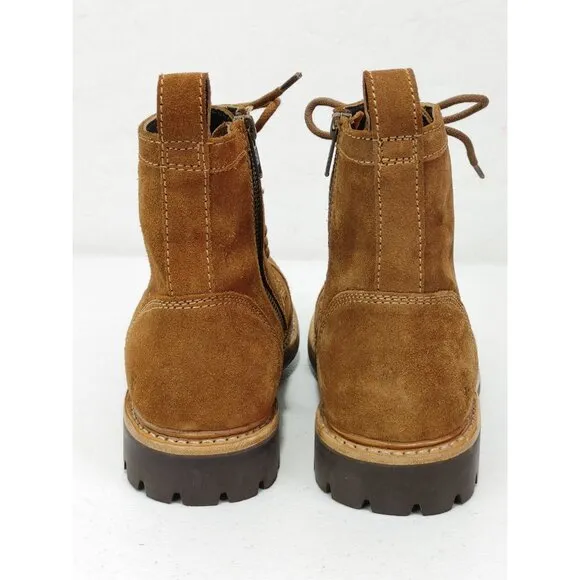 Frye Russell Tan Leather Suede Cap Toe Boots Lace / Side Zip Closure Sz Men's 8