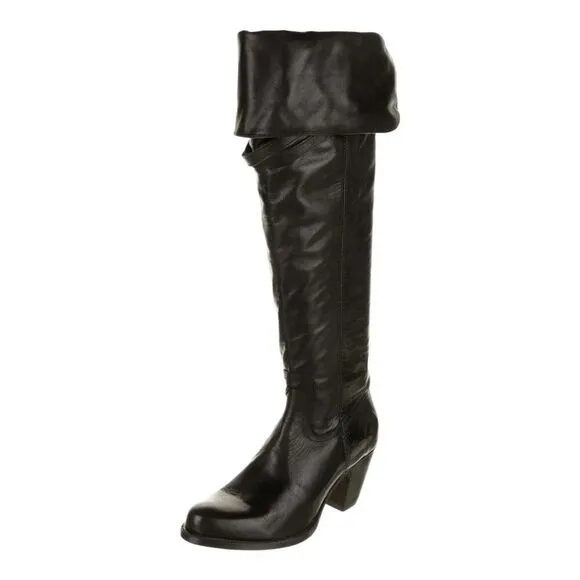 Frye Sarah Women's Knee High Leather Riding Tall Boots 77842 Heel Black Size 9