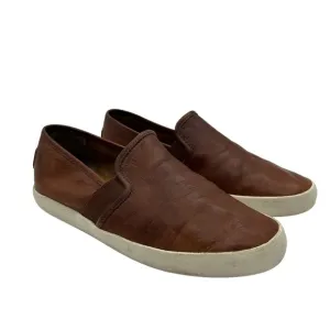 Frye Shoes Womens Size 8M Leather Slip On Brown Casual Sneakers Distressed