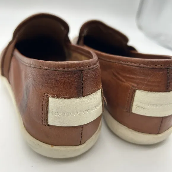 Frye Shoes Womens Size 8M Leather Slip On Brown Casual Sneakers Distressed