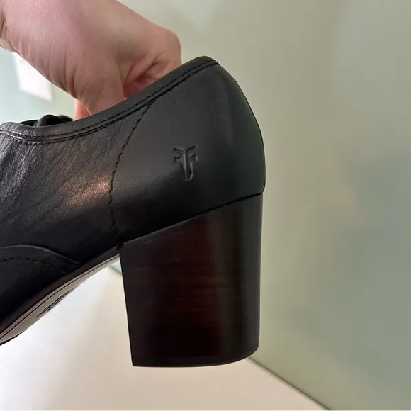 Frye Stella Slip Block Heel Boots Black Leather