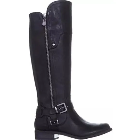 G by Guess Harson5 Women's Black Leather Side Zip Knee High Tall Riding Boot 6M