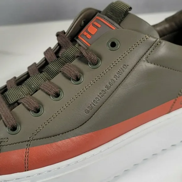 G-Star Raw Men's Rocup-II-LGO-M Sneakers Low-Top Shoes Geen/Orange Size 11