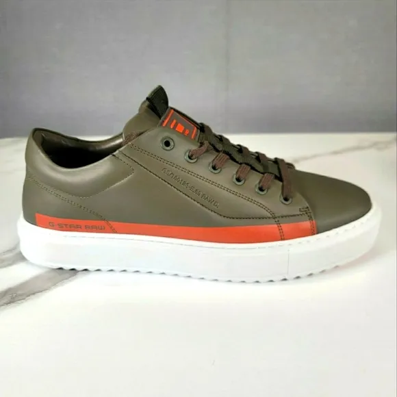 G-Star Raw Men's Rocup-II-LGO-M Sneakers Low-Top Shoes Geen/Orange Size 11